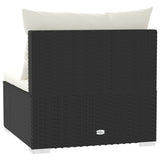 Garden Middle Sofa with Cushions Black Poly Rattan - 45-Degree Angle