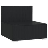 3-Seater Sofa with Cushions Black Poly Rattan - Top-Down View