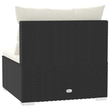3-Seater Sofa with Cushions Black Poly Rattan - Rear View