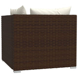 2-Seater Sofa with Cushions Brown Poly Rattan - Close-Up Angle