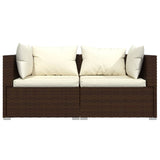 3 Piece Garden Lounge Set with Cushions Brown Poly Rattan - Top-Down View