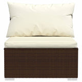 3-Seater Sofa with Cushions Brown Poly Rattan - Top-Down View