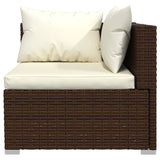 3-Seater Sofa with Cushions Brown Poly Rattan - Rear View