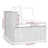 3-Seater Sofa with Cushions Brown Poly Rattan - Low Angle
