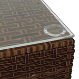 Garden Coffee Table Brown 60x60x30 cm Poly Rattan and Glass - Top-Down View