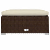 Garden Footrest with Cushion Brown 70x70x30 cm Poly Rattan