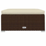 Garden Footrest with Cushion Brown 70x70x30 cm Poly Rattan
