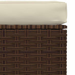 Garden Footrest with Cushion Brown 70x70x30 cm Poly Rattan