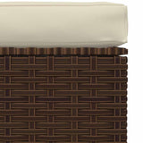 Garden Footrest with Cushion Brown 70x70x30 cm Poly Rattan - Top-Down View