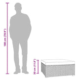 Garden Footrest with Cushion Brown 70x70x30 cm Poly Rattan - Rear View