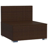 Garden Middle Sofa with Cushions Brown Poly Rattan - Side View