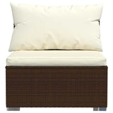 Garden Middle Sofa with Cushions Brown Poly Rattan - Top-Down View