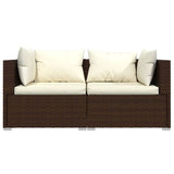 3 Piece Garden Lounge Set with Cushions Brown Poly Rattan - Top-Down View