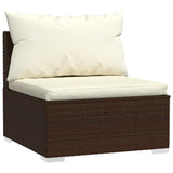 3-Seater Sofa with Cushions Brown Poly Rattan - Side View