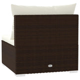 3-Seater Sofa with Cushions Brown Poly Rattan - Rear View