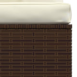 3-Seater Sofa with Cushions Brown Poly Rattan - Close-Up Angle