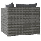 2-Seater Sofa with Cushions Grey Poly Rattan - Close-Up Angle