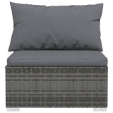 3-Seater Sofa with Cushions Grey Poly Rattan