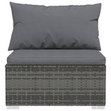 3-Seater Sofa with Cushions Grey Poly Rattan - Top-Down View