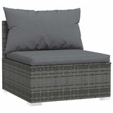 4 Piece Garden Lounge Set with Cushions Grey Poly Rattan - Side View