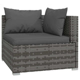 4 Piece Garden Lounge Set with Cushions Grey Poly Rattan - 45-Degree Angle