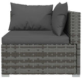 4 Piece Garden Lounge Set with Cushions Grey Poly Rattan
