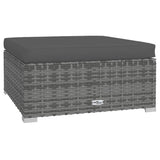 4 Piece Garden Lounge Set with Cushions Grey Poly Rattan - Close-Up Angle