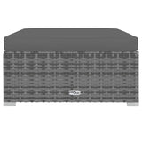 4 Piece Garden Lounge Set with Cushions Grey Poly Rattan - Low Angle