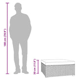 Garden Footrest with Cushion Grey 70x70x30 cm Poly Rattan - Rear View