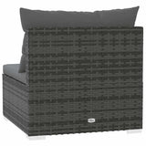 Garden Middle Sofa with Cushions Grey Poly Rattan