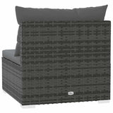 Garden Middle Sofa with Cushions Grey Poly Rattan - 45-Degree Angle