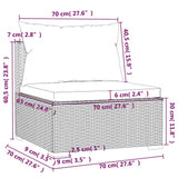 Garden Middle Sofa with Cushions Grey Poly Rattan - Close-Up Angle