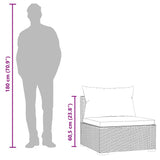 Garden Middle Sofa with Cushions Grey Poly Rattan - Low Angle
