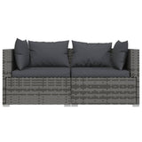 3 Piece Garden Lounge Set with Cushions Grey Poly Rattan - Top-Down View