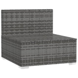 3-Seater Sofa with Cushions Grey Poly Rattan - Top-Down View
