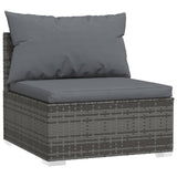 4-Seater Sofa with Cushions Grey Poly Rattan - Side View