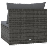 4-Seater Sofa with Cushions Grey Poly Rattan - Rear View
