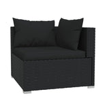 2-Seater Sofa with Cushions Black Poly Rattan - 45-Degree Angle