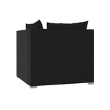 2-Seater Sofa with Cushions Black Poly Rattan
