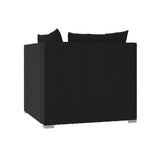 2-Seater Sofa with Cushions Black Poly Rattan - Close-Up Angle