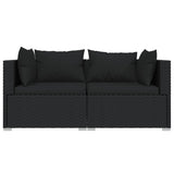 3 Piece Garden Lounge Set with Cushions Black Poly Rattan - Top-Down View