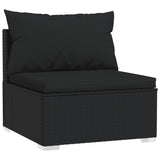 3-Seater Sofa with Cushions Black Poly Rattan - Side View