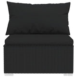 3-Seater Sofa with Cushions Black Poly Rattan - Top-Down View