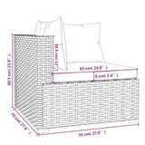 3-Seater Sofa with Cushions Black Poly Rattan - Low Angle