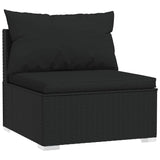 4 Piece Garden Lounge Set with Cushions Black Poly Rattan - Side View