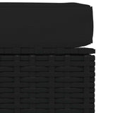 Garden Footrest with Cushion Black 70x70x30 cm Poly Rattan