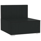 Garden Middle Sofa with Cushions Black Poly Rattan - Side View