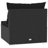 4-Seater Sofa with Cushions Black Poly Rattan - Rear View