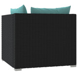 2-Seater Sofa with Cushions Black Poly Rattan - Close-Up Angle