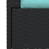 2-Seater Sofa with Cushions Black Poly Rattan - Low Angle